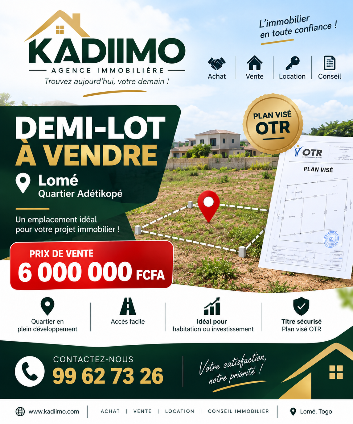 DEMI LOT A VENDRE A LOME QUARTIER ADETIKOPE